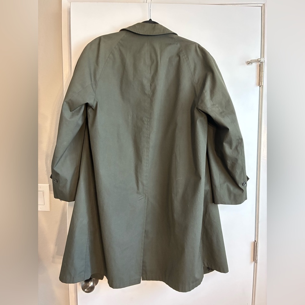 London Fog Trench Coat Size 36 Short Olive Green - Picture 2 of 2